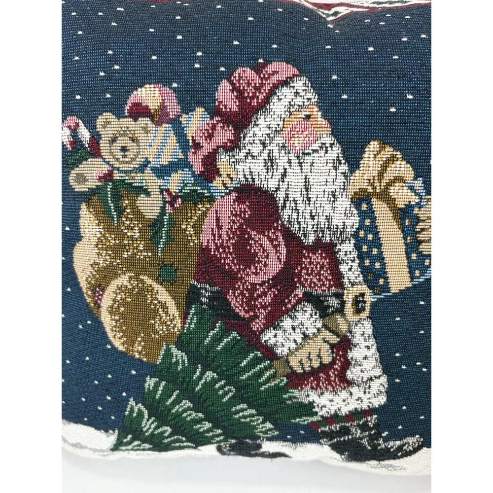 Riverdale Santa Claus Tapestry‎ Throw Pillow 16”x16” Christmas uSA VTG